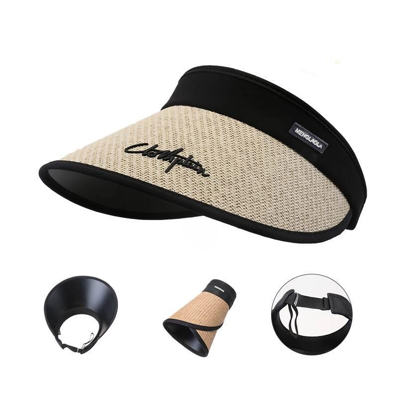 Empty top straw hat women's summer cycling new sunscreen sun hat UV protection big edge vinyl sun hat