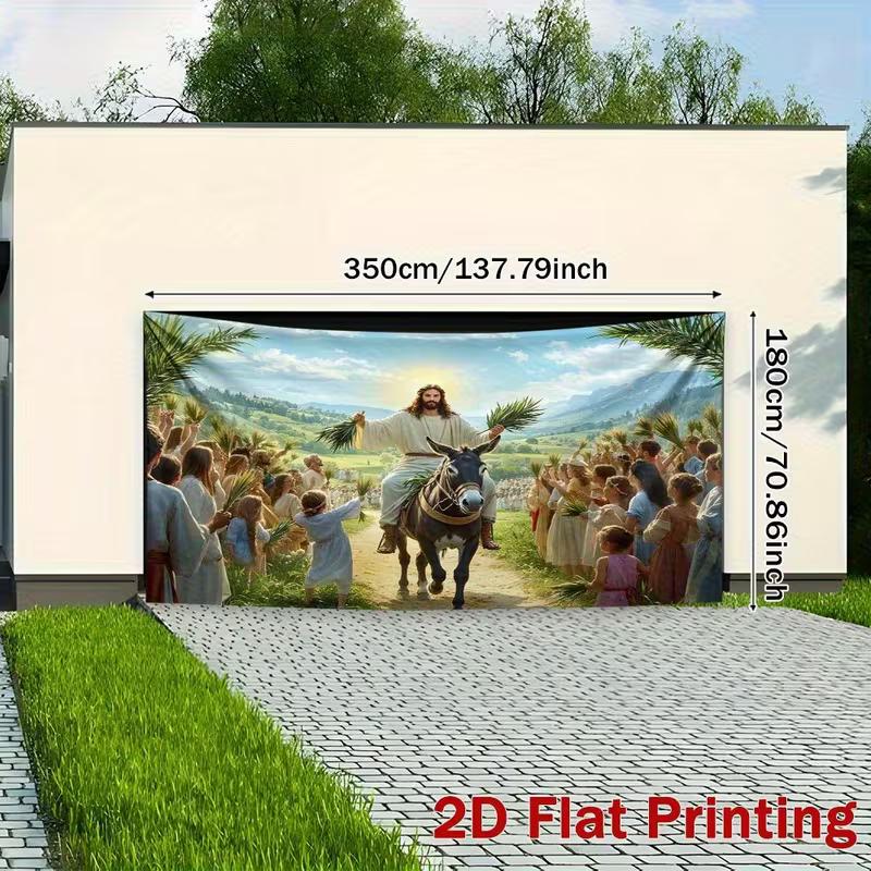 2D Jesus Entering Jerusalem Background Banner for Religious Events