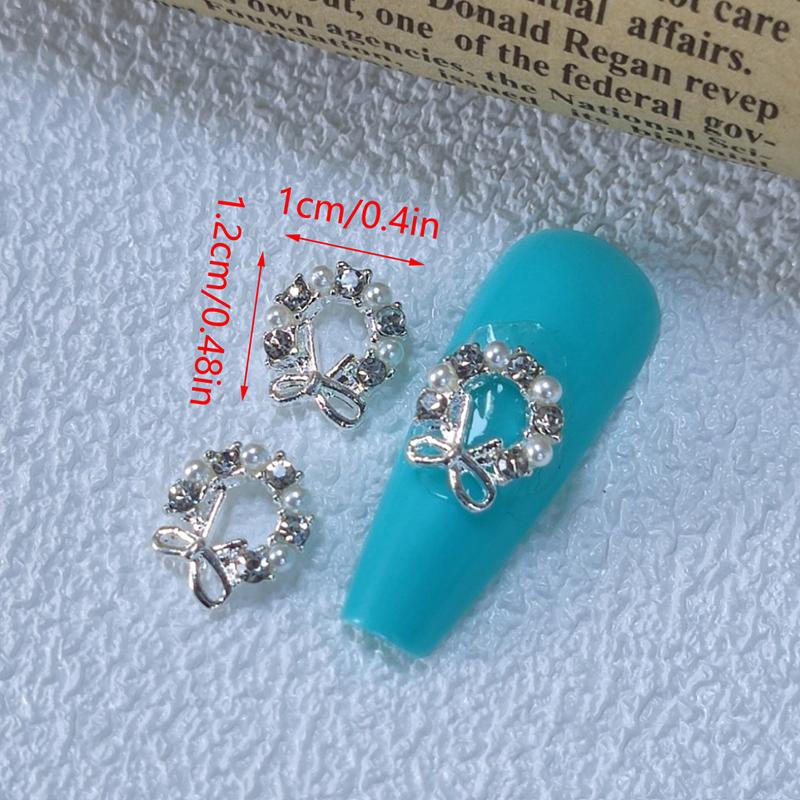 5 ks Věnec Mašlička Perla Zirkon Charms pro Nail Art Design Vánočního věnce Krystaly Šperky Dekorace pro Nail Art