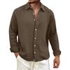 Men's Solid Color Wrinkled Lapel Long Sleeve Shirt Men's Casual Fashion Long Sleeve Shirt