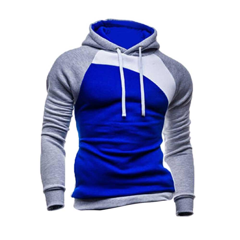 Cheap Hoodie men's fashion contrast color pullover fleece hoodies Joom