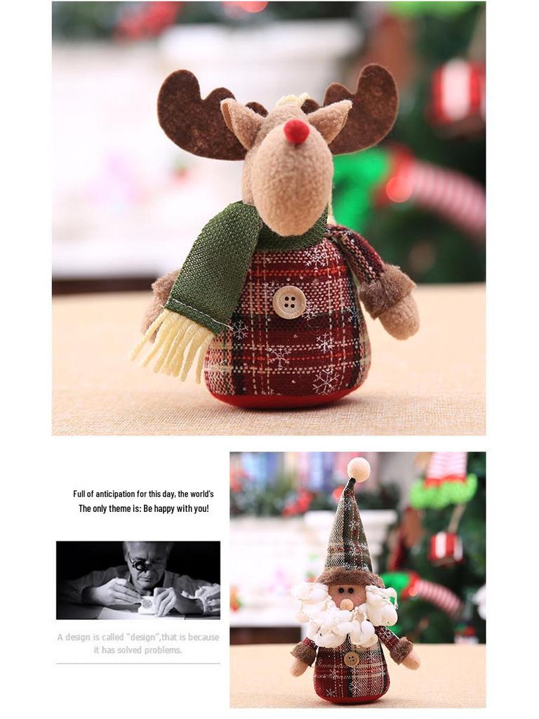 Cartoon Doll & Snowflake Plaid Christmas Tree Ornaments - Children's Holiday Gifts