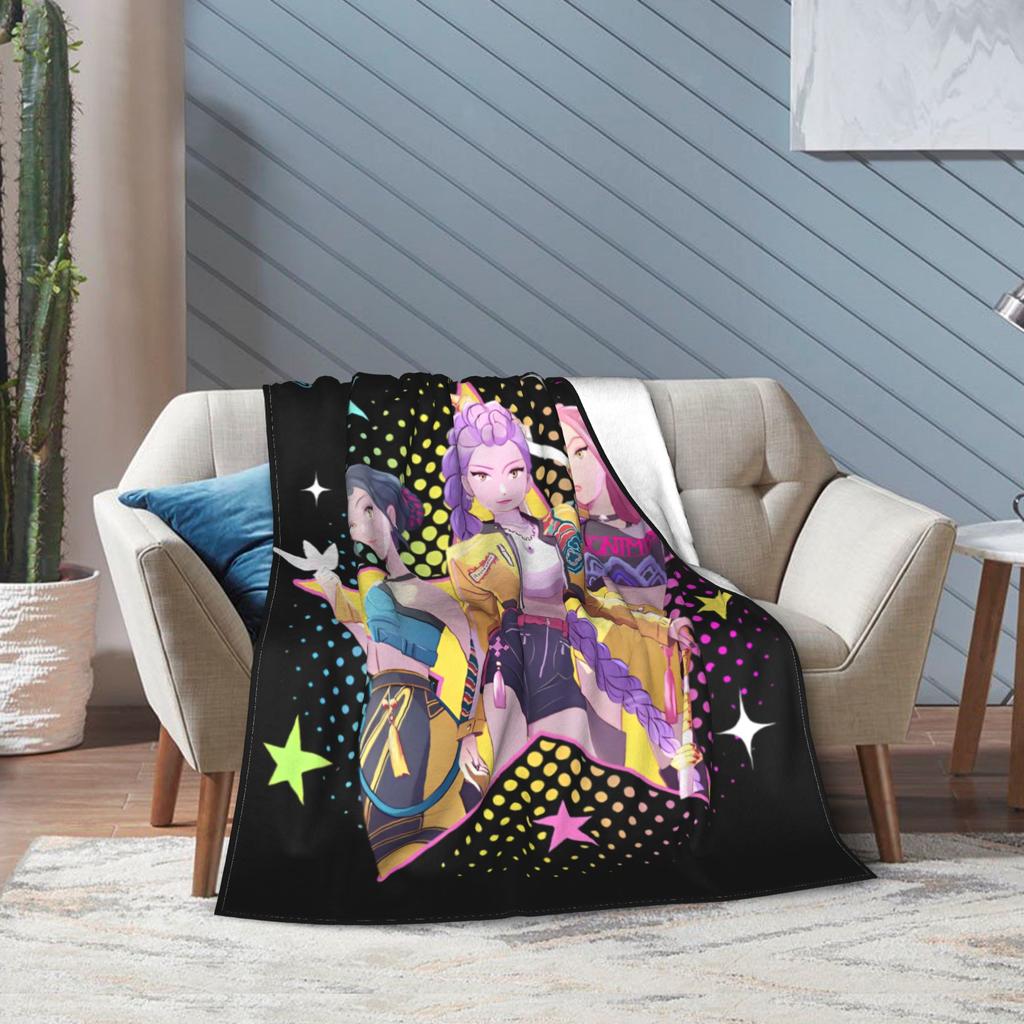 Huntrix Kpop Demon Hunters Knitted Blankets  Zoey Rumi Mira  Plush Throw Blanket Bed Sofa Printed Soft Warm Bedspreads