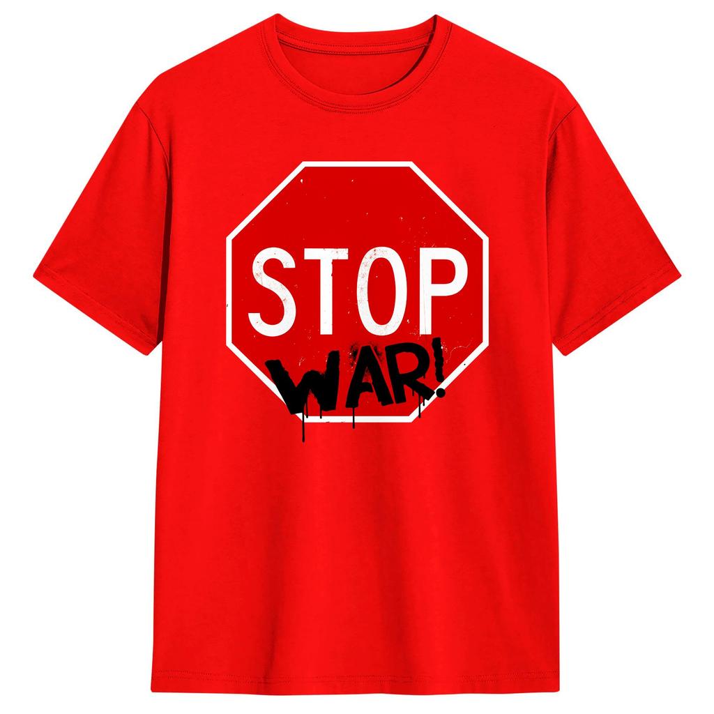 Unisex T Shirt Stop Wars TShirts Trendy Cool Summer Tee Shirt Y2K Funny 100 Cotton Tops Gift Idea