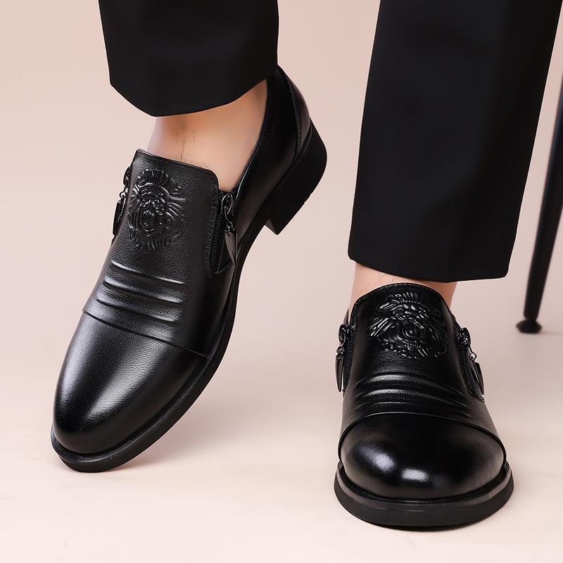 High Quality Men Spring Leather Comfortable Formal Leather Shoes New British Style Men Side Zipper Business Oxford Shoes