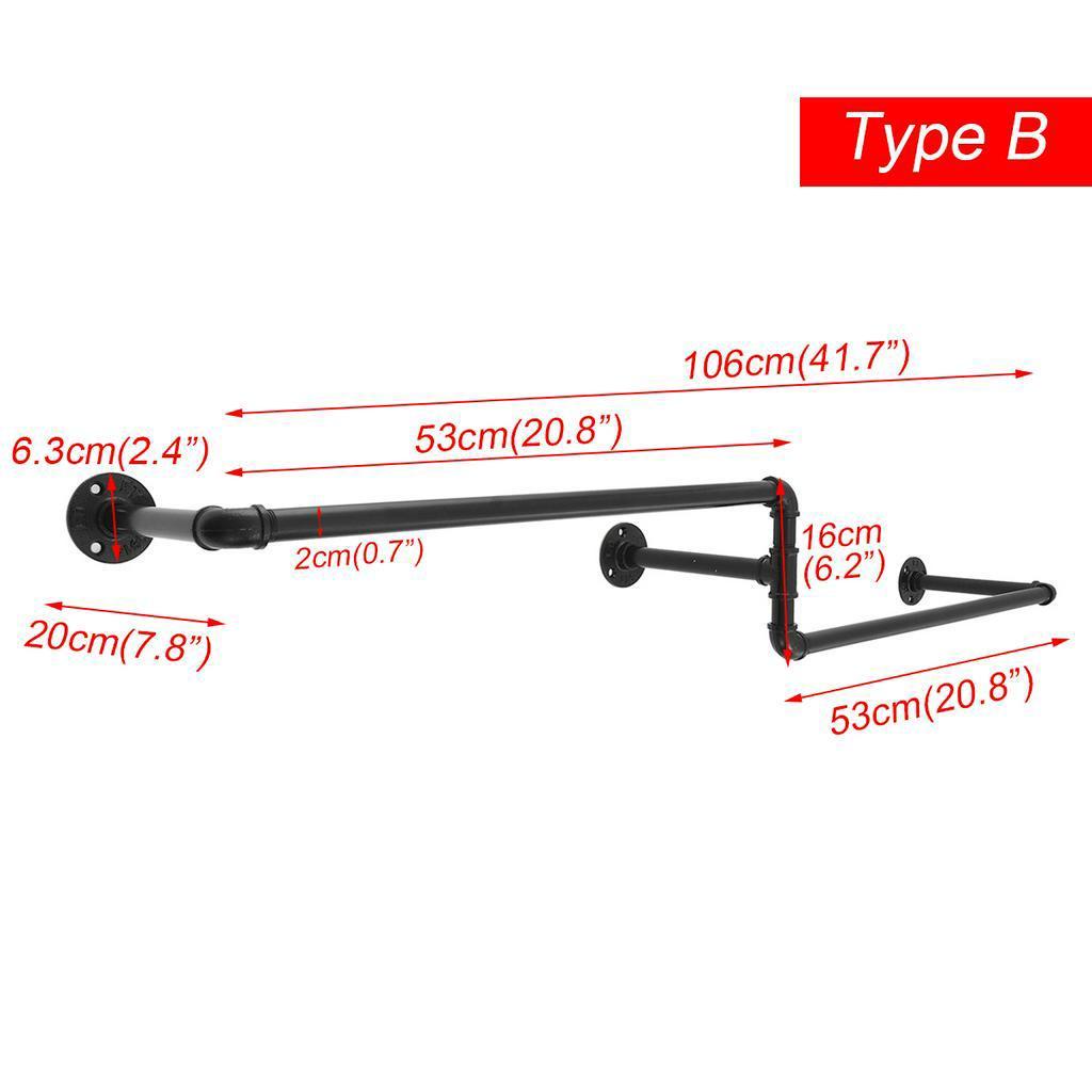 

Черный Промышленный Трубопровод Железная Стойка Вешалка Органайзер Полка Кронштейн Держатель Настенный Для Одежды Type B