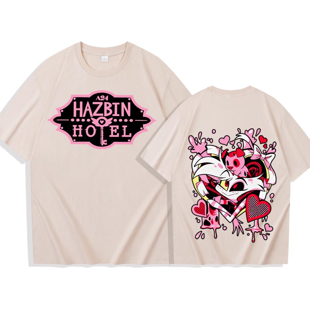 Hazbin Hotel Angel Dust T-Shirt Mann Frau Harajuku Kurzarm Rundhals Lässig Atmungsaktiv Bequem Streetwear Weiches Shirt Geschenk