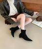 2025 New Versatile Fashion Short Boots Women's Pointed Head Low Heel Simple Temperament Thin Short Boots