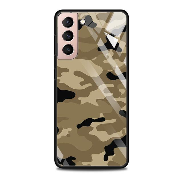 Camouflage Pattern Camo Military Army Glass Case For Samsung Galaxy S21 S20 Ultra S10 Plus Lite S20fe 5g S10e S9 S8 Shell Funda