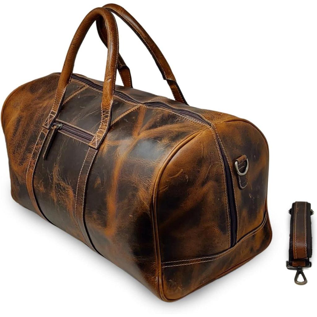 20" Leather Duffle Bag Travel Carry-On Waterproof Luggage Overnight Gym Weekender Bag