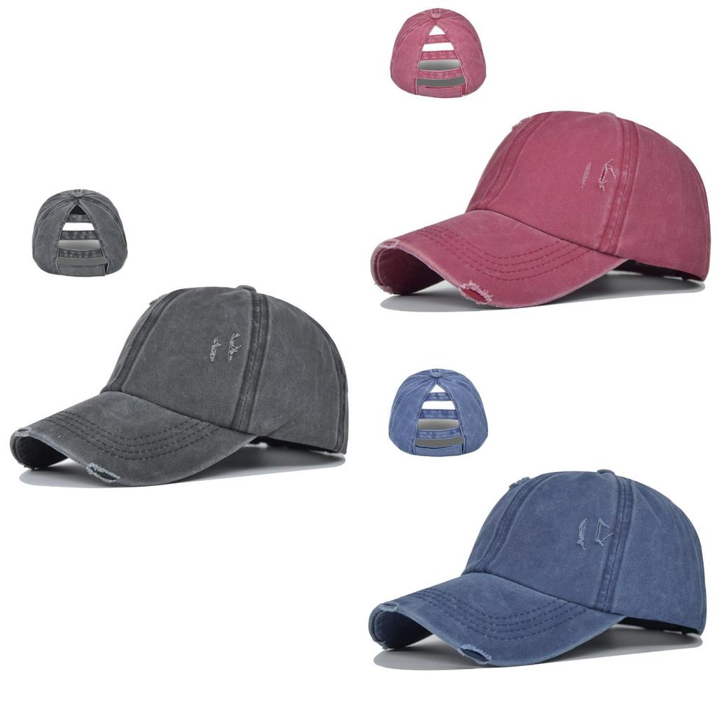 Cap Tongue Duck With Holes Ponytail Washed Baseball Cap Net Cap Cotton Material