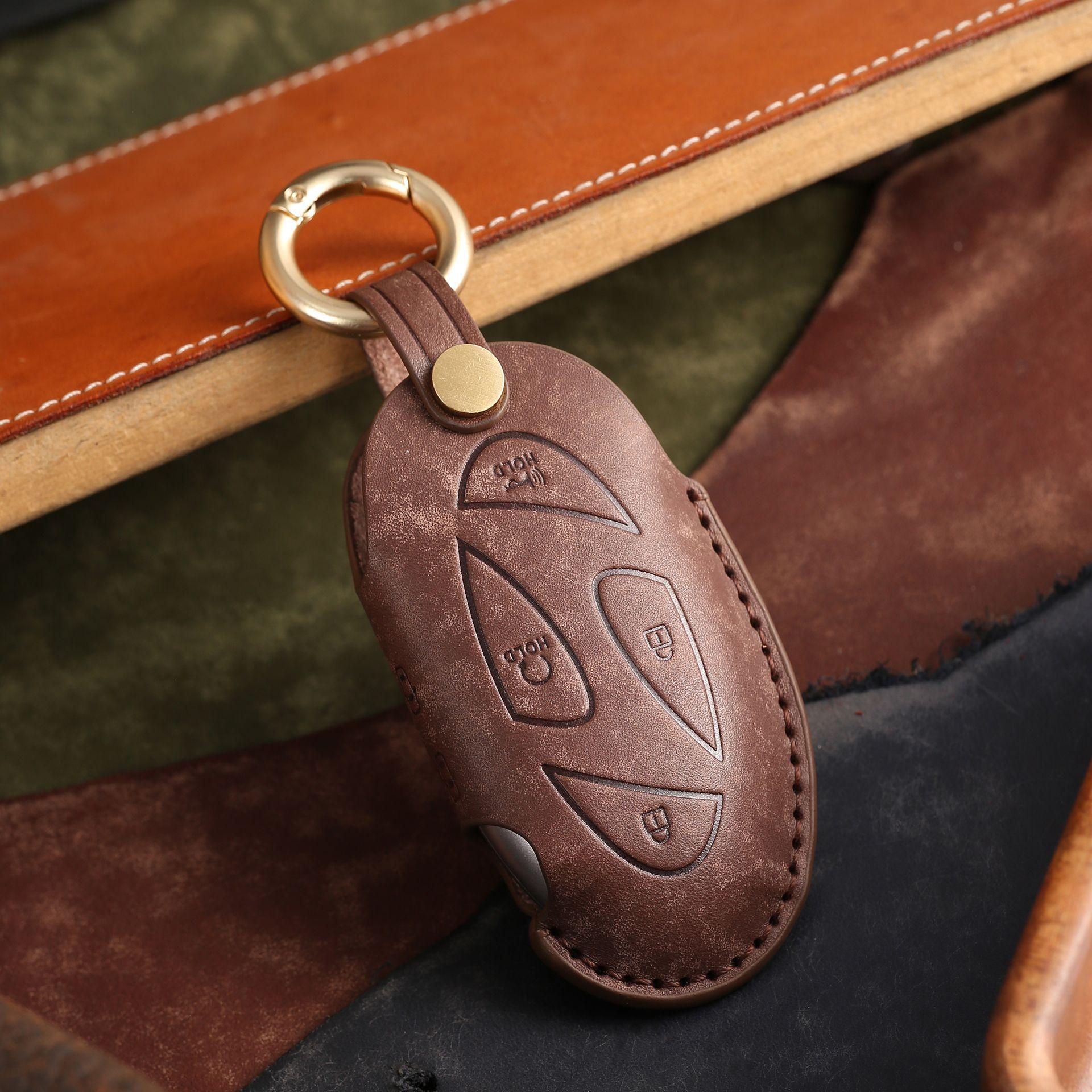 

Leather Key Cover Is Suitable For Modern Car Key Cover, Pure Hand-Stitched Real Cowhide High-End Key Protective Cover коричневый