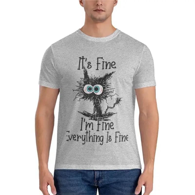 It's Fine I'm Fine Everything Is Fine Funny catActive T-Shirt boys animal print shirt custom t shirts oversized t shirts