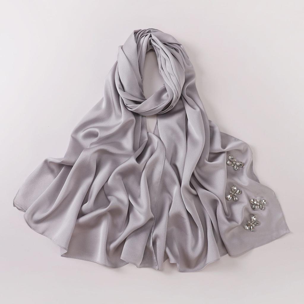 New Bubble Chiffon Butterfly Rhinestone Long Scarf For Women Ethnic Style