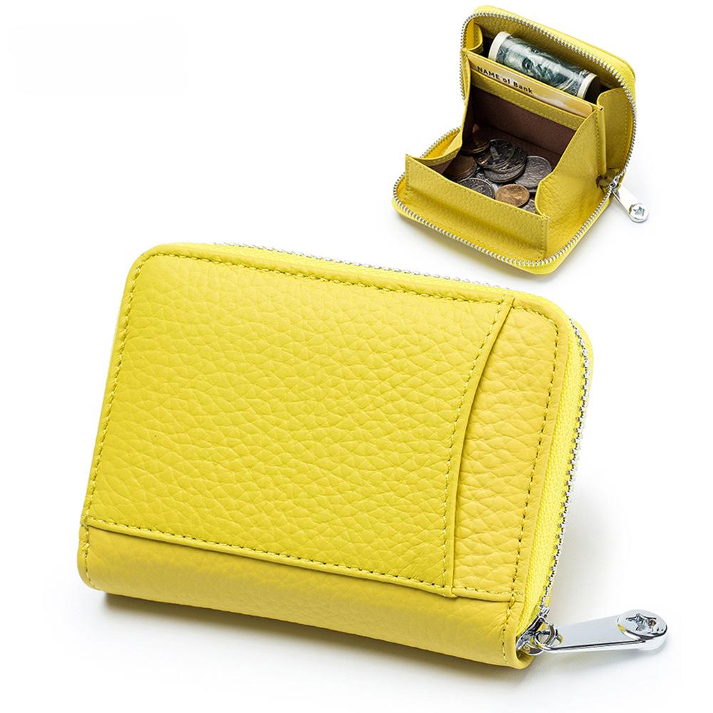 

Новые женские кошельки, женские кошельки из натуральной кожи, кошельки большой емкости с RFID-меткой, маленькие мягкие кошельки из воловьей кожи, мини-кошельки для монет и карт жёлтый