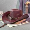 Hat Vintage Cowboy Sun Shade Sunscreen Hat Cow Head PU Leather Hat