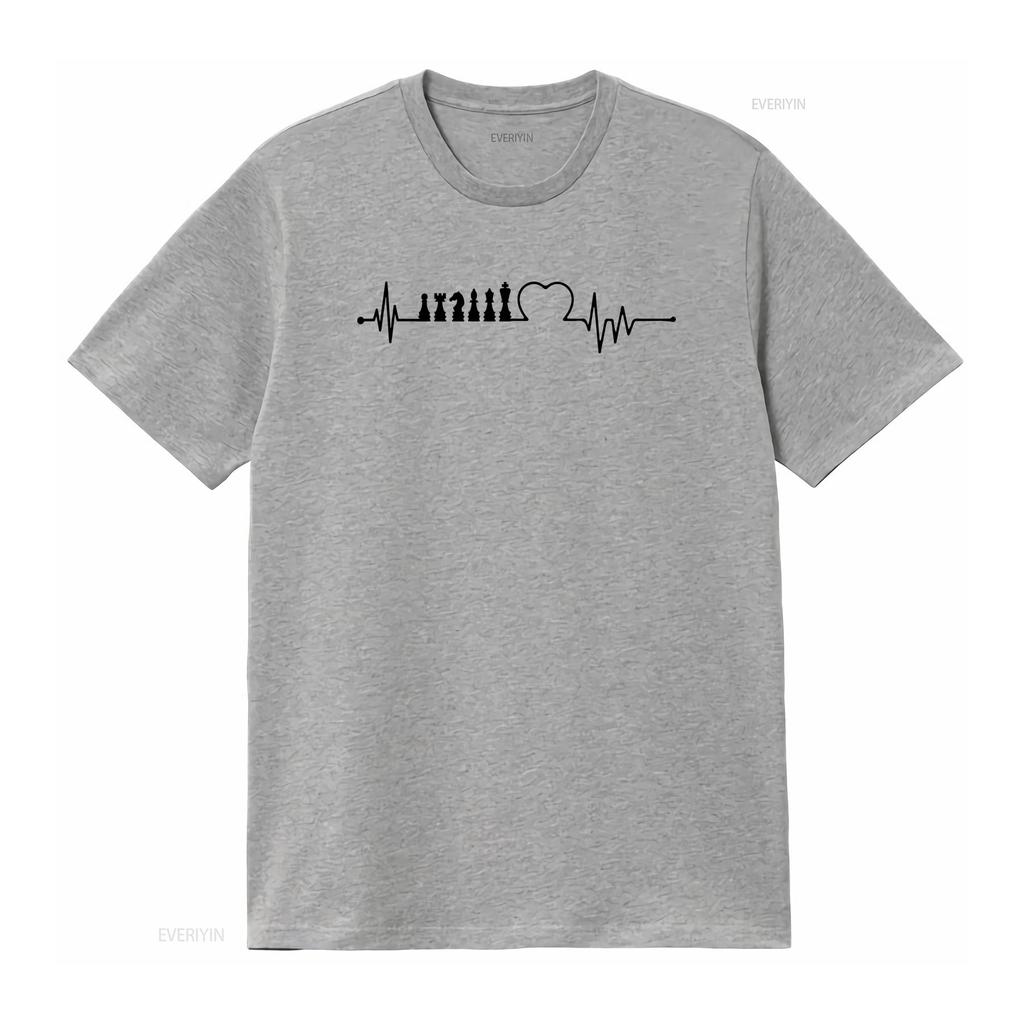 CHESS Heartbeat T shirt Gaming Player Preent for her Him Games Lover Birthday Present Tops vintage Washed Stylish Breathable