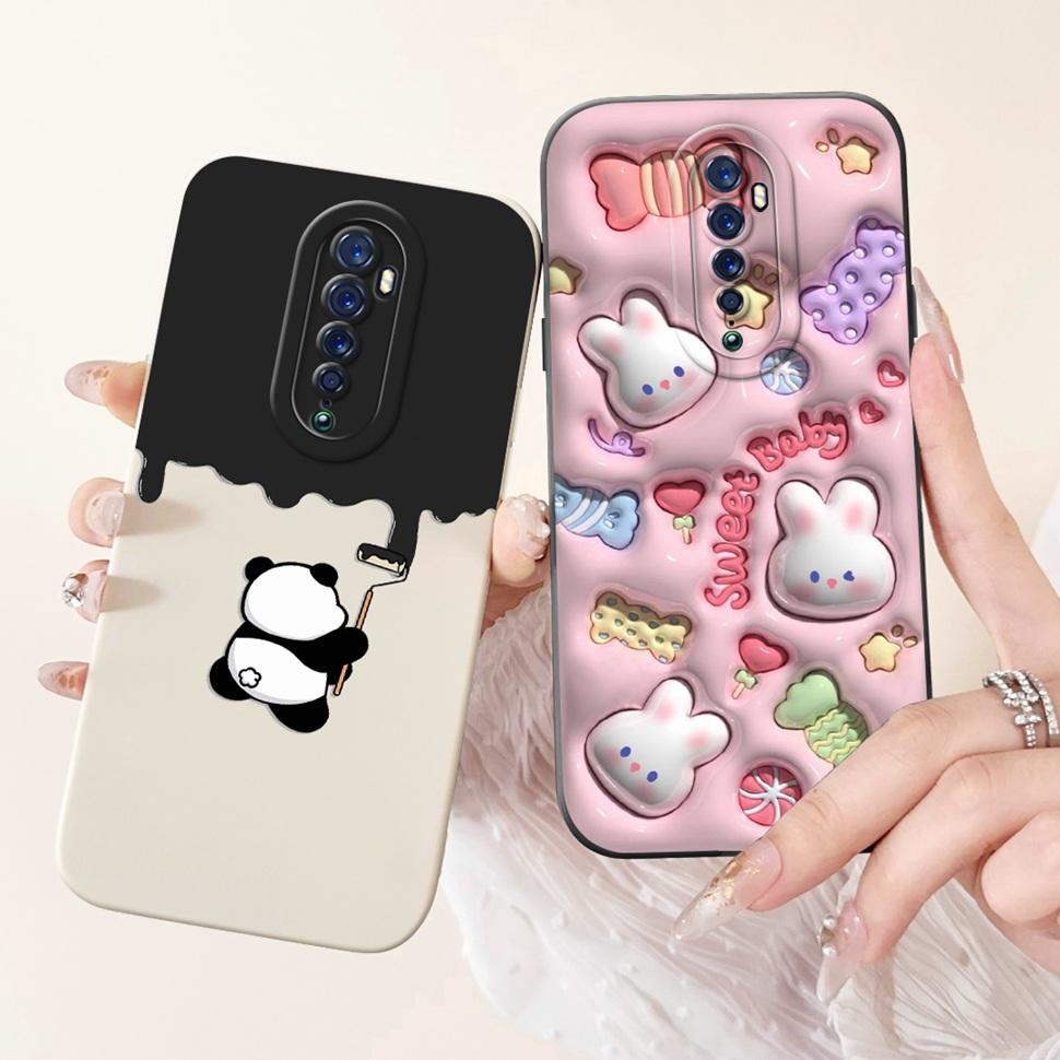 For Oppo Reno 2 2F Case Cute Rabbit Painted Cover Soft Silicone TPU Phone Cases For Oppo Reno2 F Reno 2F Back Cover Funda