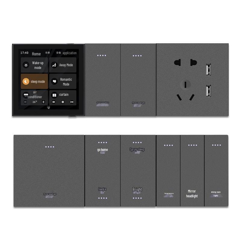 Smart Zigbee Tuya Four-Way Voice-Control Glass Panel Switch for Alexa Gold Four-Way Glass