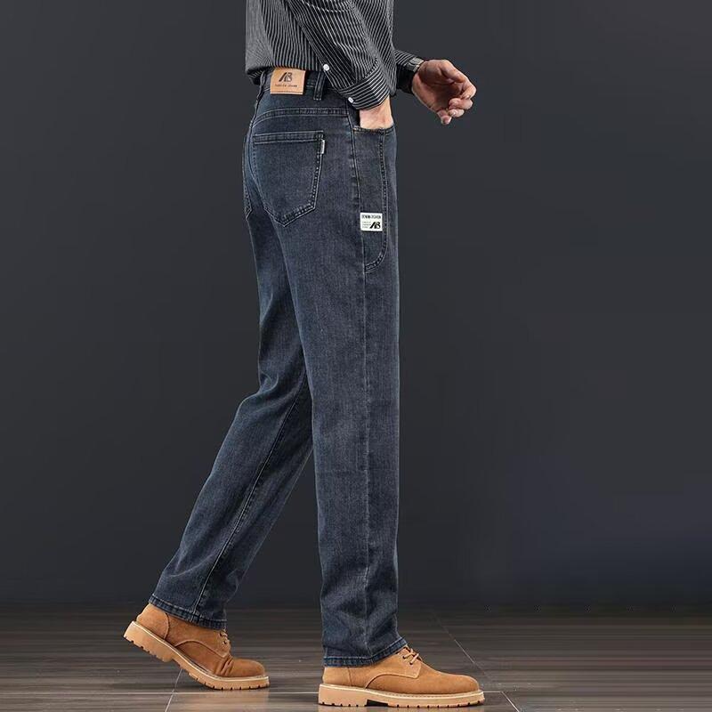 New Stretch Jeans Men's Spring and Autumn Loose Straight-leg Pants Summer Casual Large Size Middle-aged and Young Men's Trousers