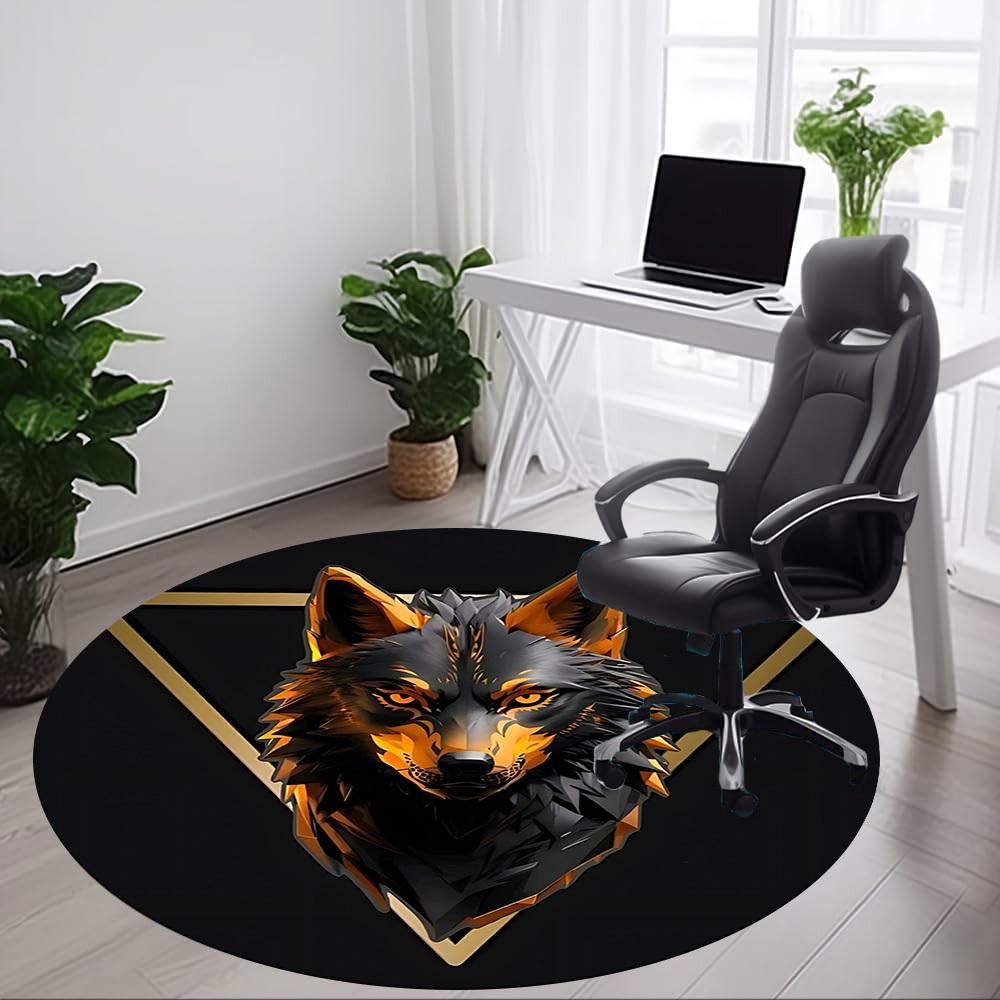 1pc Wolf Pack Office Round Area Rug, Under Office Chairs Bedroom Living Room Home Decor, Room Deco, Available in Various Sizes