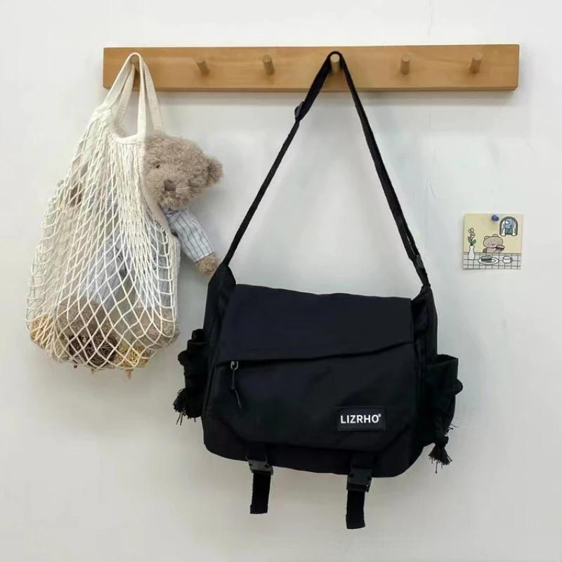Messenger Bag Japanese Handbags School Korean Single Shoulder Girl Student Hong Kong Style Retro Large Capacity Postman Women's