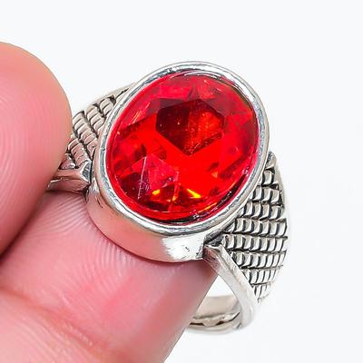 Natural Garnet Gemstone Handmade 925 Sterling Silver Jewelry Ring Size 11 RR-363