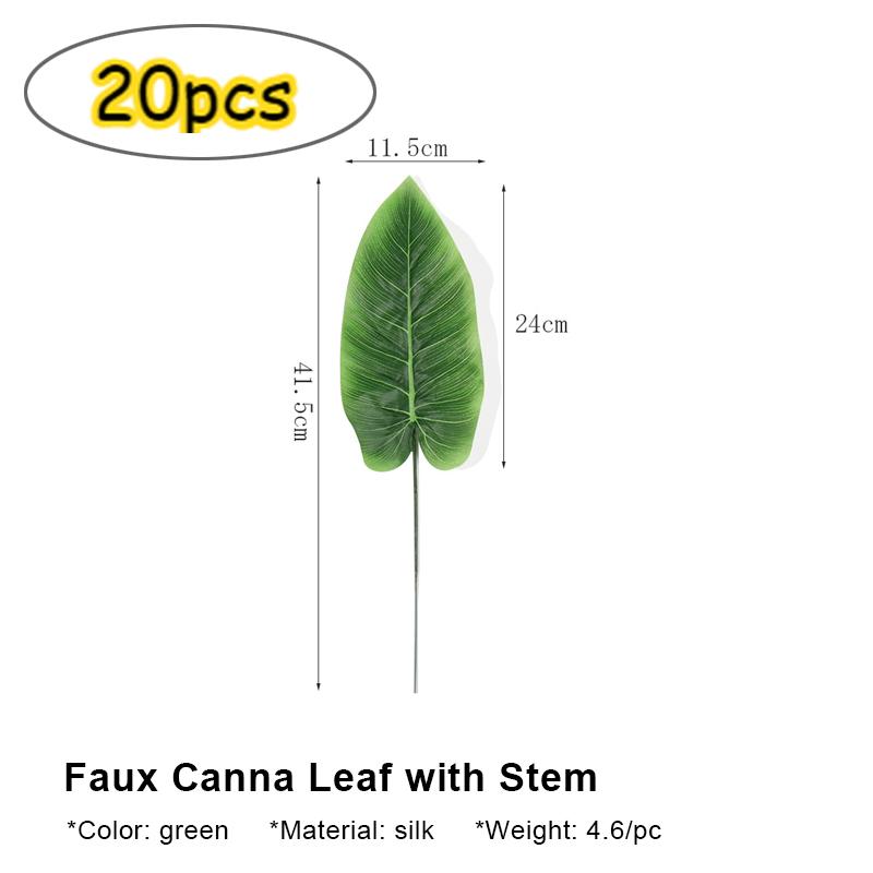 

Искусственные зеленые листья канны со стеблем, тропический декор из искусственной зелени для гавайской луау, джунглей, пляжной тематической вечеринки