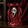Dark Aesthetic Candle Base Halloween Grim Reaper Holder, Spooky Screaming Ghost Candlestick Tealight Unique Holiday Gift Table Centerpiece for Indoor