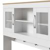 Credenza da cucina con sopralzo 175 cm, mobile da cucina con ante in vetro, portabottiglie e barra portautensili, grande armadio per piatti per cucina sala da pranzo soggiorno