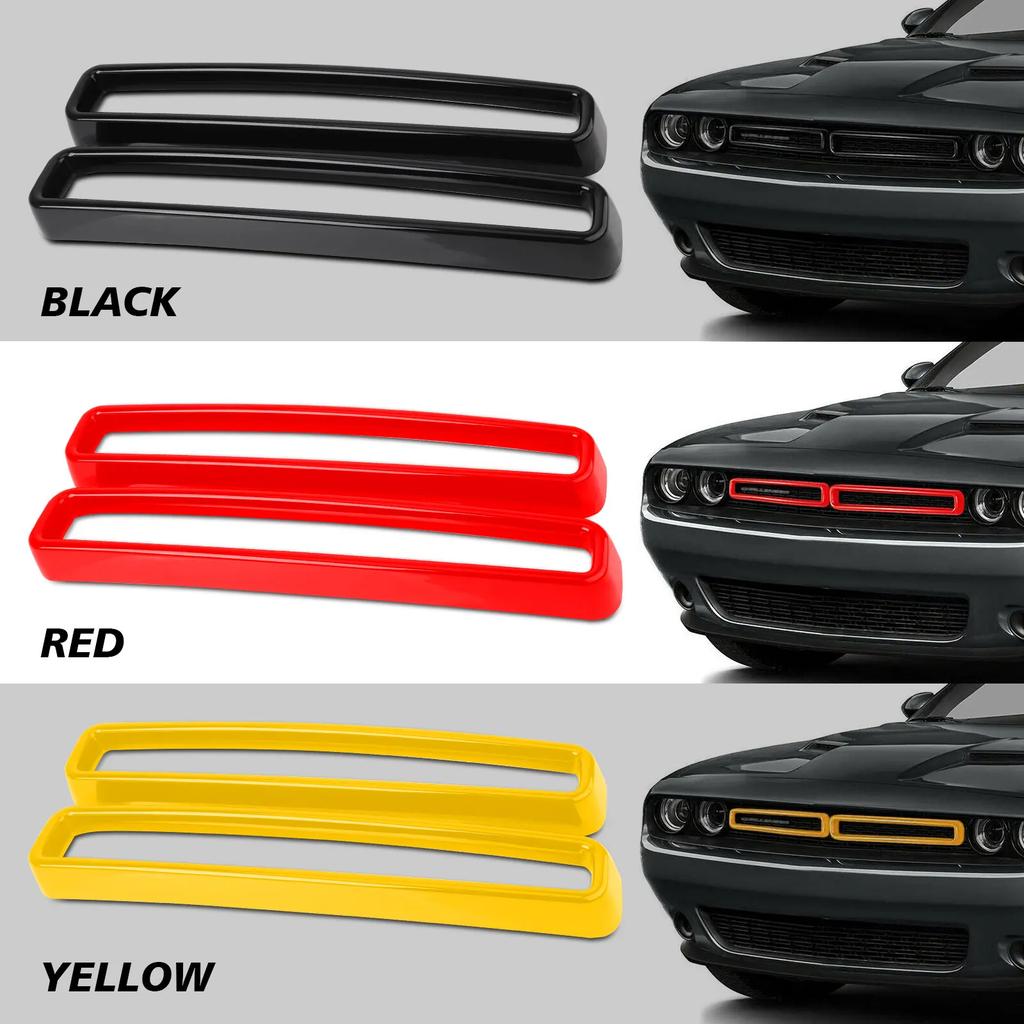 For 2015-2026 Dodge Challenger Black Red Yellow Grille Inserts Cover Trim 2Pcs Front Grill