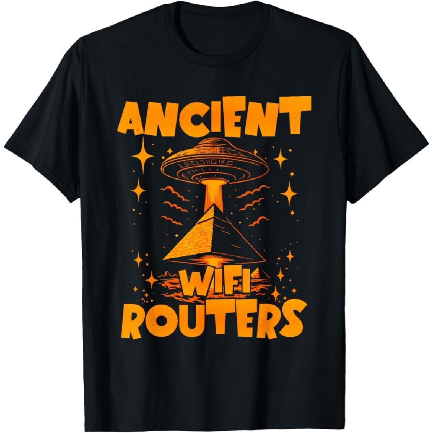 

Ancient WiFi Routers Funny Aliens UFO Egyptian Pyramids T-Shirt(1) XXXXXL чорний