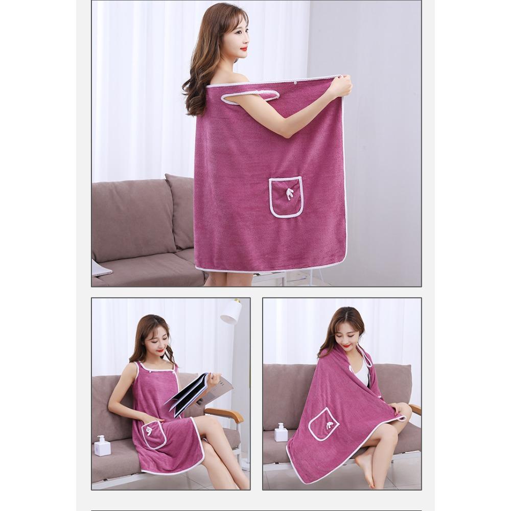 Coral Fleece Bath Skirt Wearable Wrap Home Bath Robe Adult Women Thickened Absorbent Towel Bath Dress