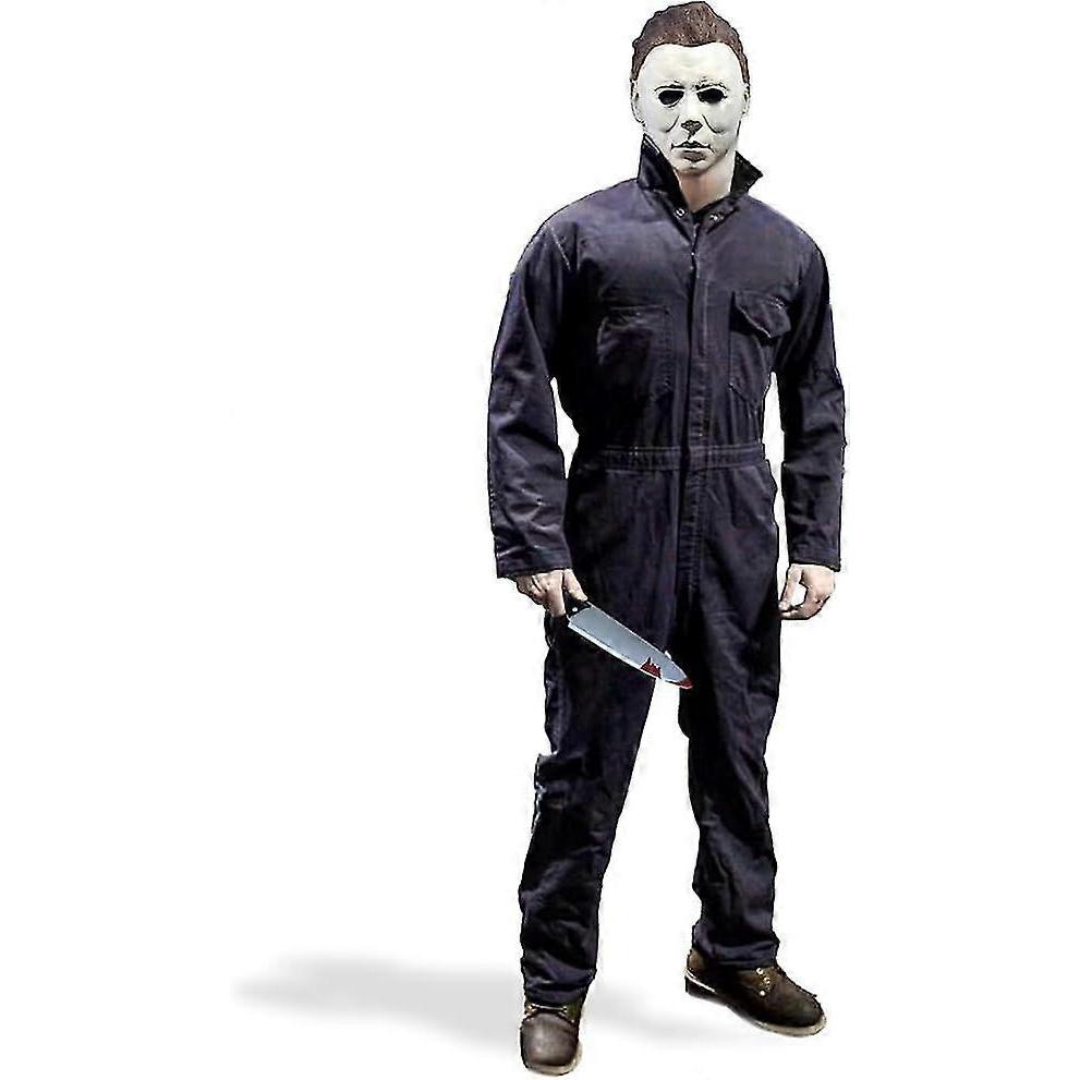 Michael Myers Costume With Blood Knife Halloween Cosplay Mask Michael Myers Jumpsuit For Adult