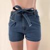 Elastic Waist Denim Shorts with Belt, Available In 5 Colors and 8 Sizes