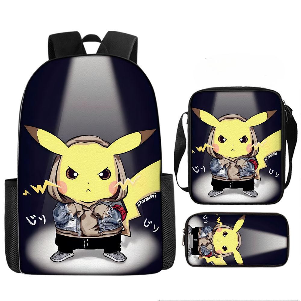 Elementary School Backpack Set 3-Piece Large Capacity Fashion Oxford Cloth Shoulder Bag