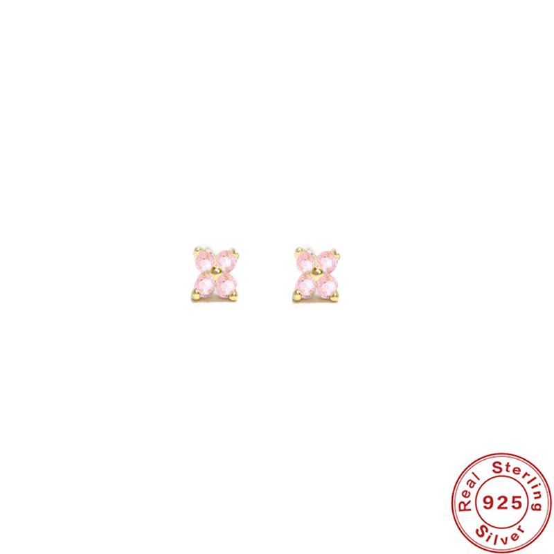 S925 Sterlingsilber Blütenblatt Kristall Blume Ohrstecker Mehrgröße Stilvoll und schlicht Mini Ohrstecker mit Diamanten