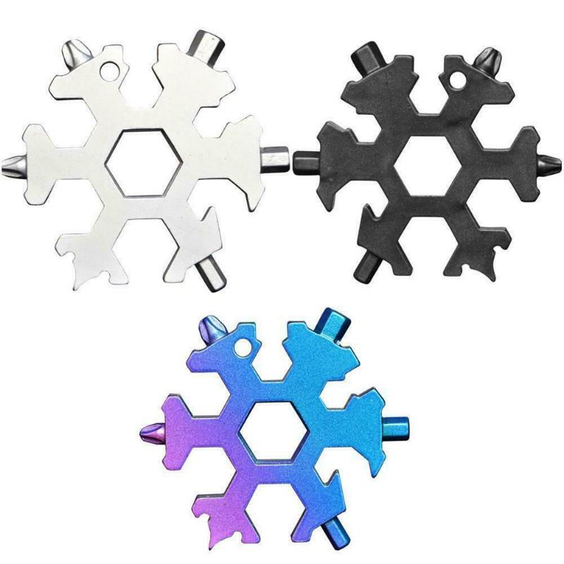 Compact And Durable 18 In 1 Snowflake Multi Tool With Convenient Key Chain Attachment