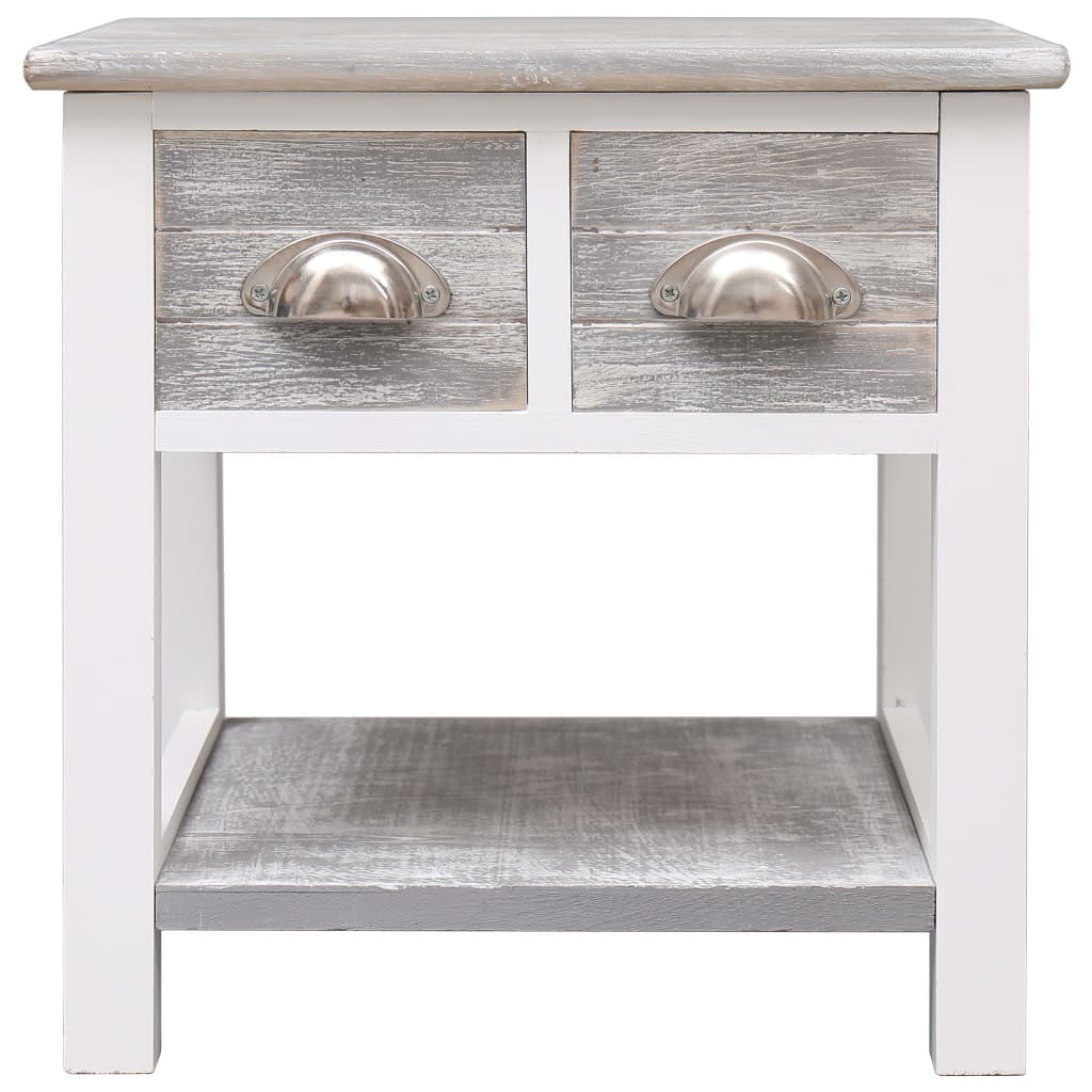 Side Table Gray 40 x 40 x 40 cm Paulownia Wood