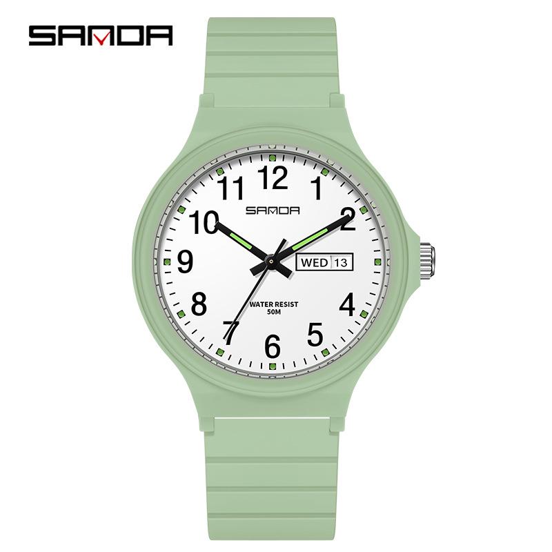 Sanda Unisex Jugend Quartz Prüfungsuhr mit Doppelkalender