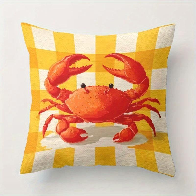 pc Seafood Lobster Crab Print Throw Pillow Cover D DoubleSided Polyester Cushion Case Nautical Beach House Decor Pillow Gi