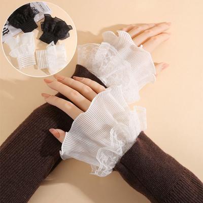 Multilayer Ruffle False Sleeve Cuffs White Black Lace Cuff New Wrist Cuff