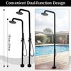 2-Function Freestanding Outdoor Shower Floor Mounted Stainless Steel Beach Shower with Showerhead for Yard Beach Poolside Garden