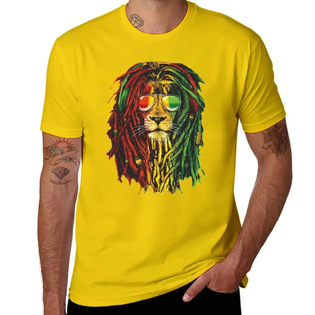 Bob Marley Rasta Lion Art for Reggae Lover T-Shirt funnys Blouse aesthetic clothes new edition mens clothing