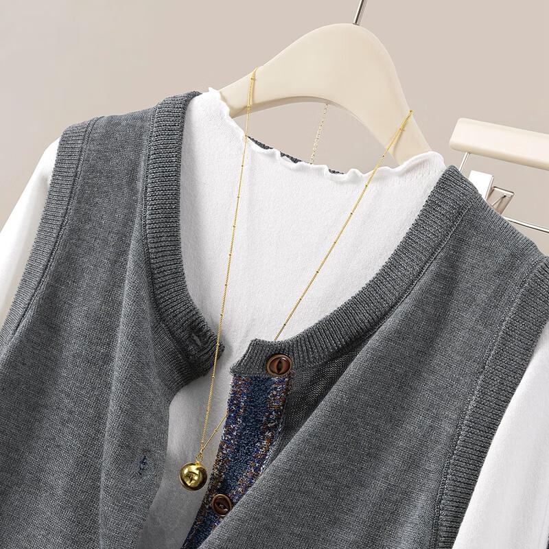 Women's Color-Block Embroidered Round Neck Vest