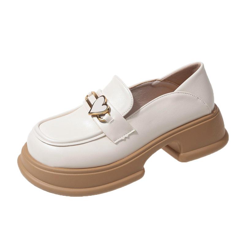 Platform Shoes Women's 2025 Spring New Versatile Single Shoes Retro Style One Pedal Platform Small Leather Shoes