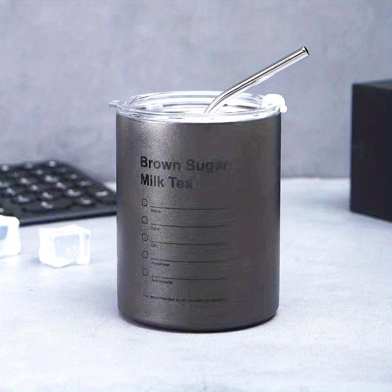 1Pc Coffee Mug Double Layer Mug With Straw Stainless Steel Kettle Ice Urchin Coffee Mug