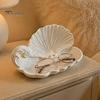 Vassoio porta Aromaterapia Stampa 3D Conchiglia Onda Vassoio Portagioie, Piatto Organizer Bianco Perlescente, Elegante Porta Anelli Accessorio Comodino Camera da Letto Oggetto Decorativo