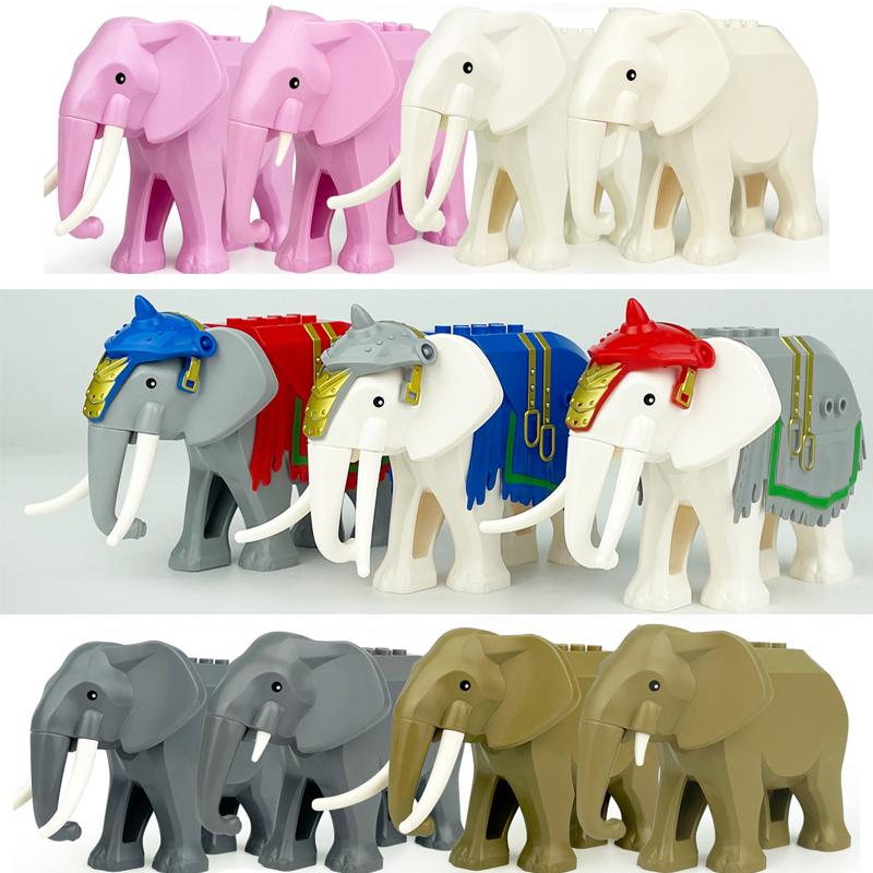 MOC Animal Scene Building Blocks Zoo Elephants Giraffes Chimpanzee Camels Goats Camel Parrots Pigeon Accessories Bricks Toys N09