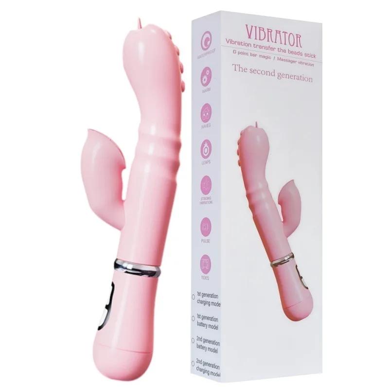 2-in-1 Licking Tongue & Vibrating Massager 12 Modes Female Clitoral G-Spot Stimulator USB Chargeable Adult Sexuality Product Toy